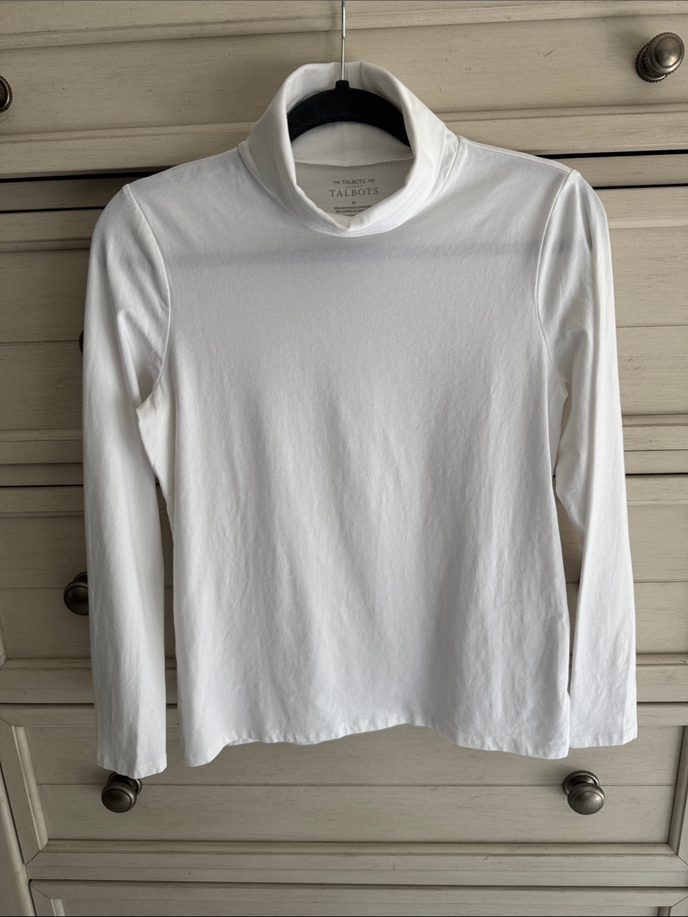 Talbots Women's White Long-Sleeve Turtleneck Top SZ Medium